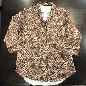 Secret Treasures Women's XL Satin Leopard Print Night Shirt Sleep Shirt